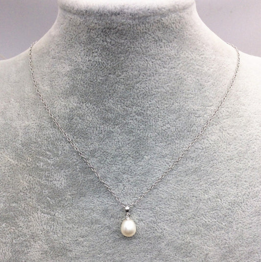 Rice Pearl necklace, Silver Chain, 925 silver chain, Faith Jewelry, Pearl Jewelry, bridal set, bridal jewelry, pink pearl, NC1-002