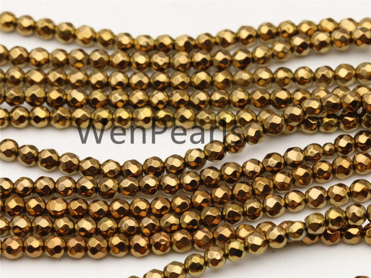 Hematite Brown,3mm Faceted Round,AAA Quality,130pcs,15.5 inches,G50-R3-007