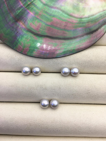2 pairs AAA 6-6.5mm gray round freshwater pearl pair, round loose pearl wholesale, for pearl earrings, for pearl ring, RP6-3A-8
