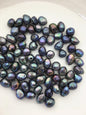 25pcs 9.3-10.3mm deep blue black nugget freshwater pearls, 2.2mm large hole, diy pearl beads, Irregular Beads for Pearl Necklace, LM10-T5