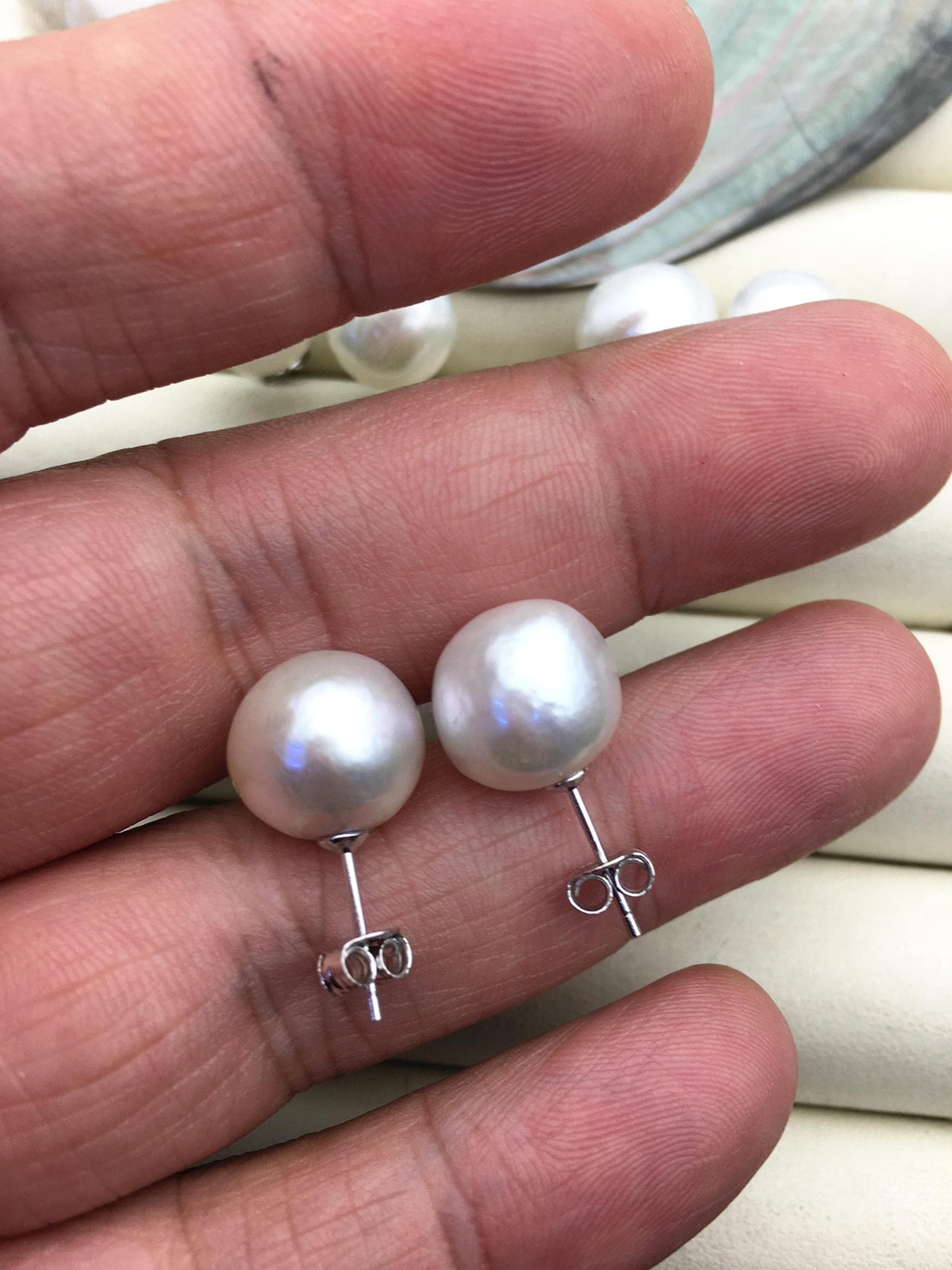 AA+ 11-13mm big white baroque edison pearl stud earrings,SE3-T9-23