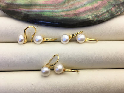3 pairs white High-heeled pearl dangle earrings,AAA 6-7mm pearl,button round pearl earrings for women,SE3-T16
