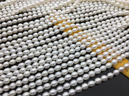 AA+ 8-8.5mm x 9-10mm Cultured White Freshwater Rice Pearls beads, drop pearl necklace, diy pearl beads, gift for her, LR8-2A-6