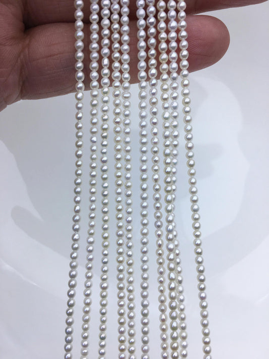 AAA 2.5-3mm white oval near round seed freshwater pearls, for pearl necklace, loose freshwater pearl, RP2-T6