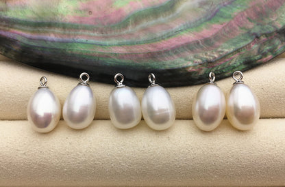 AAA 9mm White/Gray rice pearl dangle earrings,S925 Sterling Silver pearl earrings,pearl for women,SE3-165