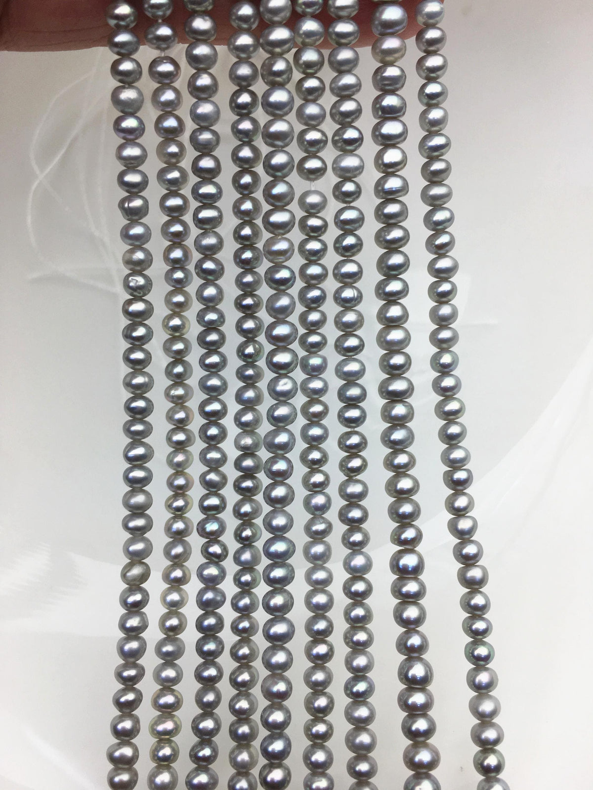 AAA 4-4.5mm tiny Gray button round potato freshwater pearls, Rondelle pearl Beads, white freshwater pearl, loose strands, SM4-T3