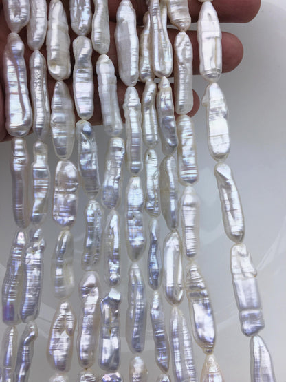 AA 7-10mm white Thick Keshi Biwa Pearl Necklace,ZS-200-120-1
