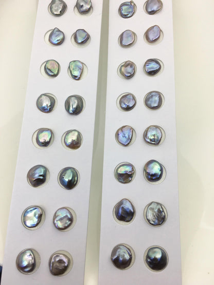 Gray Keshi Freshwater Pearl Pairs — 8–9 mm, 10 Pairs
