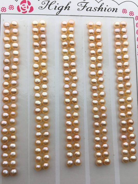 AAA 3-3.5mm Pink Seed Button freshwater Pearls, 3A, peach color pearl stud earrings pearl, real pearl earring material, half drilled, BTN3-4A-6