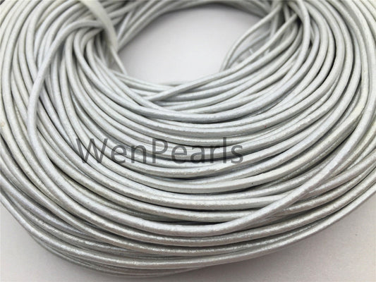 2mm Silver Gray Leather Cord,1 yard,5 yards,10 yards,round leather cord,DIY leather cord,LC2-103