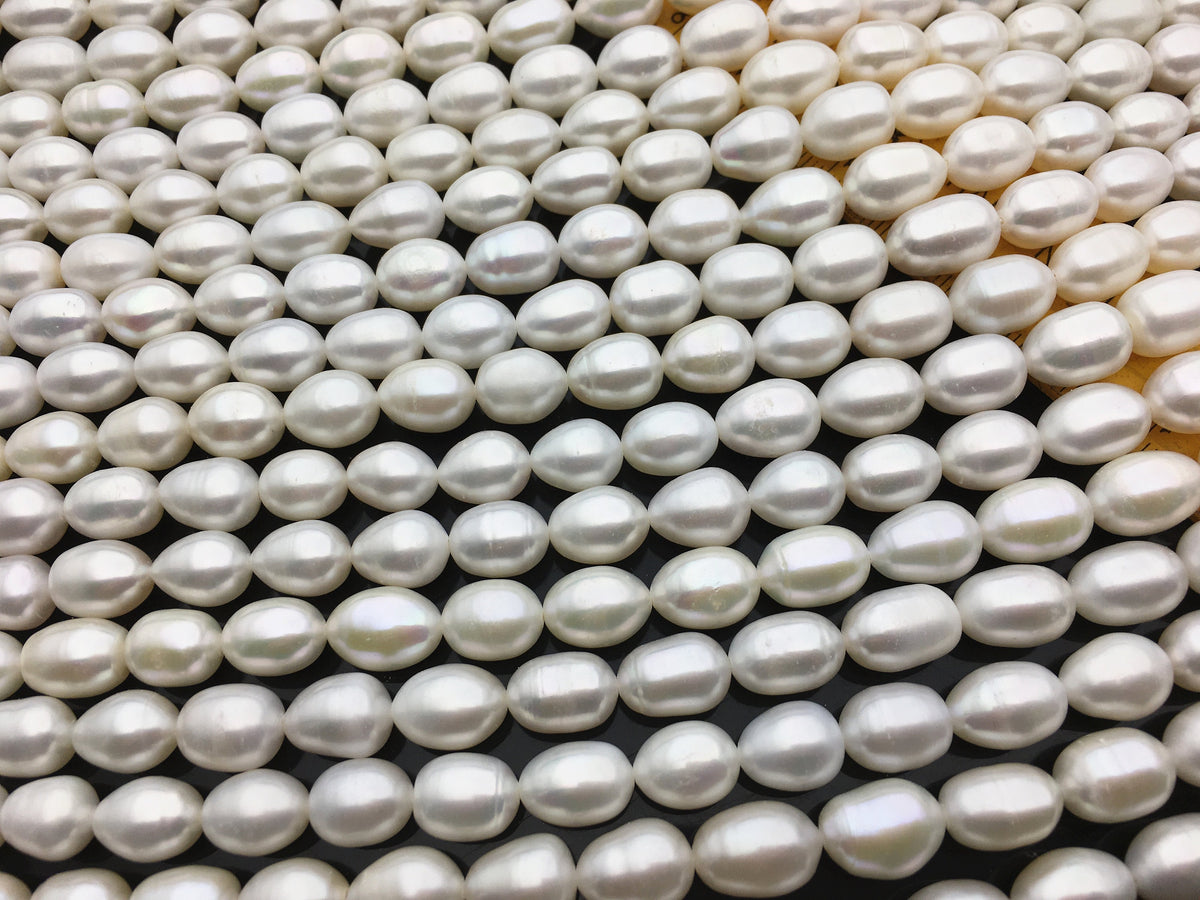 AA 8.4-9.3x8.5-13mm white rice freshwater pearls, diy pearl beads, rice pearl necklace, Christmas pearl necklace, LR9-2A-1