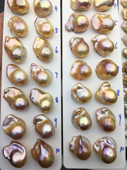 1 pair AAA 13-15mm Natural pink peach Rainbow Flame ball Pearl Pairs - large Baroque freshwater pearl pairs, Fire Ball Pearl, FL15-3A-8-27