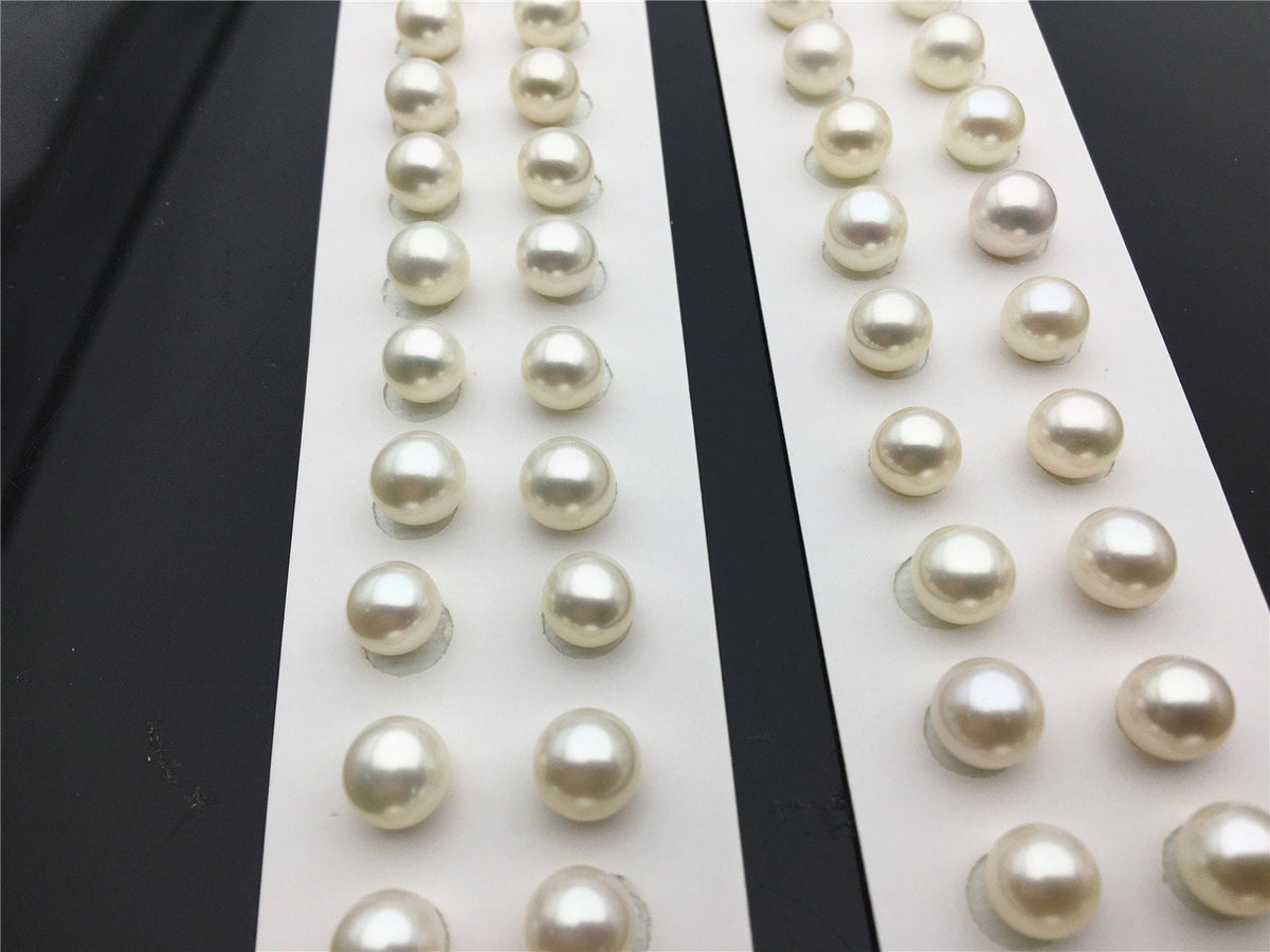 AAA 7.5-8mm/8-8.5mm white round freshwater pearls pair, for pearl earrings, for pearl ring, rp8-3ay-gj-1