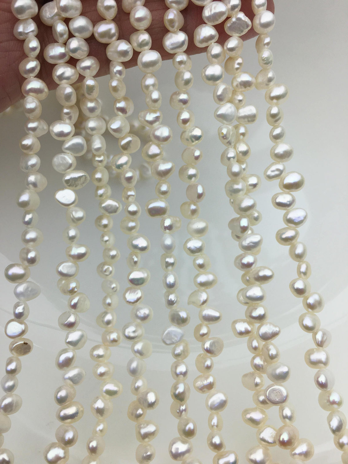 AAA 4-5mm Tiny white nugget freshwater pearls,irregular nugget freshwater pearl strand,LM4-3A-7