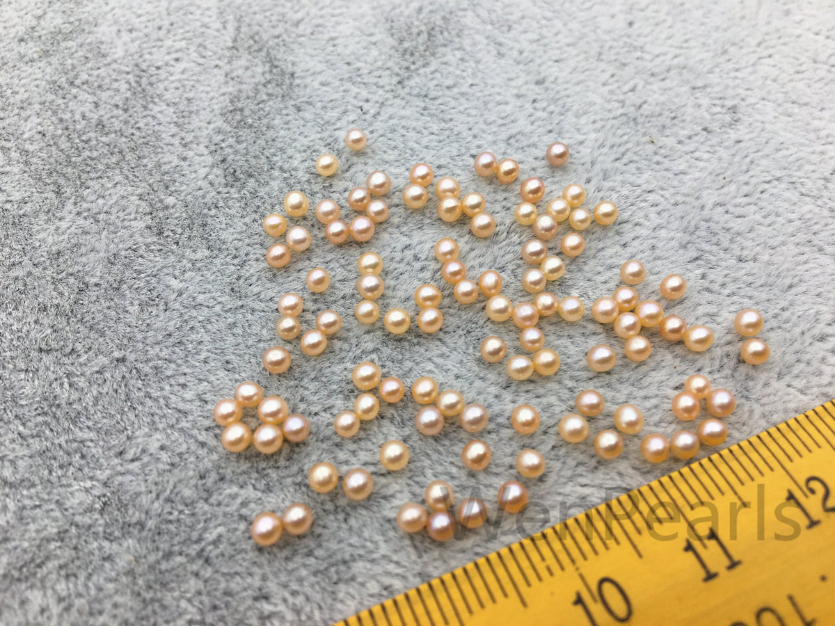 AAA 2.3-2.5mm pink round seed freshwater pearls,half hole,tiny pearl supply,good quality,no hole,through hole,RP2-3A-11