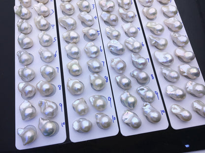 AAA 13-15x18-22mm White Flame ball Pearl Pairs - large Baroque freshwater pearl pairs,top half hole,FL15-3A-8-72