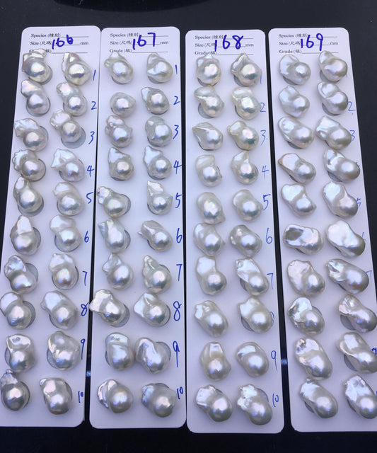AAA 13-15x18-22mm White Flame ball Pearl Pairs - large Baroque freshwater pearl pairs,top half hole,FL15-3A-8-69