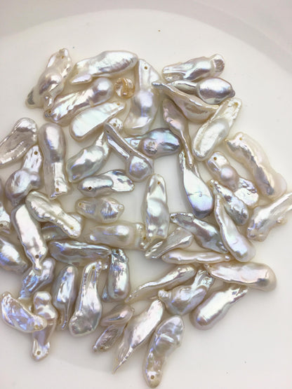 20pcs AAA/AA+ 9-11mm White Keshi freshwater pearls,0.9mm side hole,ZS-128-10