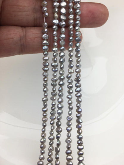 2 strands AA+ 3-4mm gray nugget seed pearls, irregular nugget freshwater pearl strand, cheap price, pearl factory china, LM3-2A-20