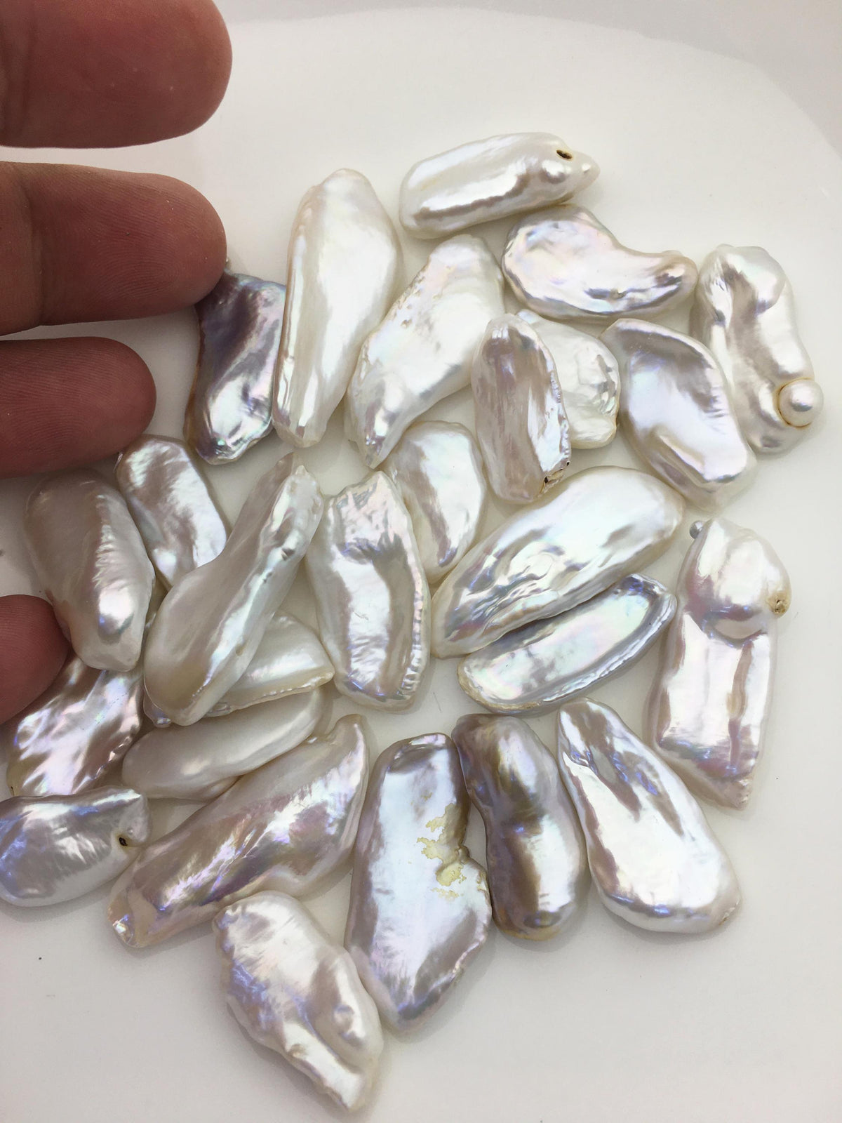 26pcs AA 12-17mm big white biwa keshi Freshwater Pearls, no hole,ZS-80-1-1