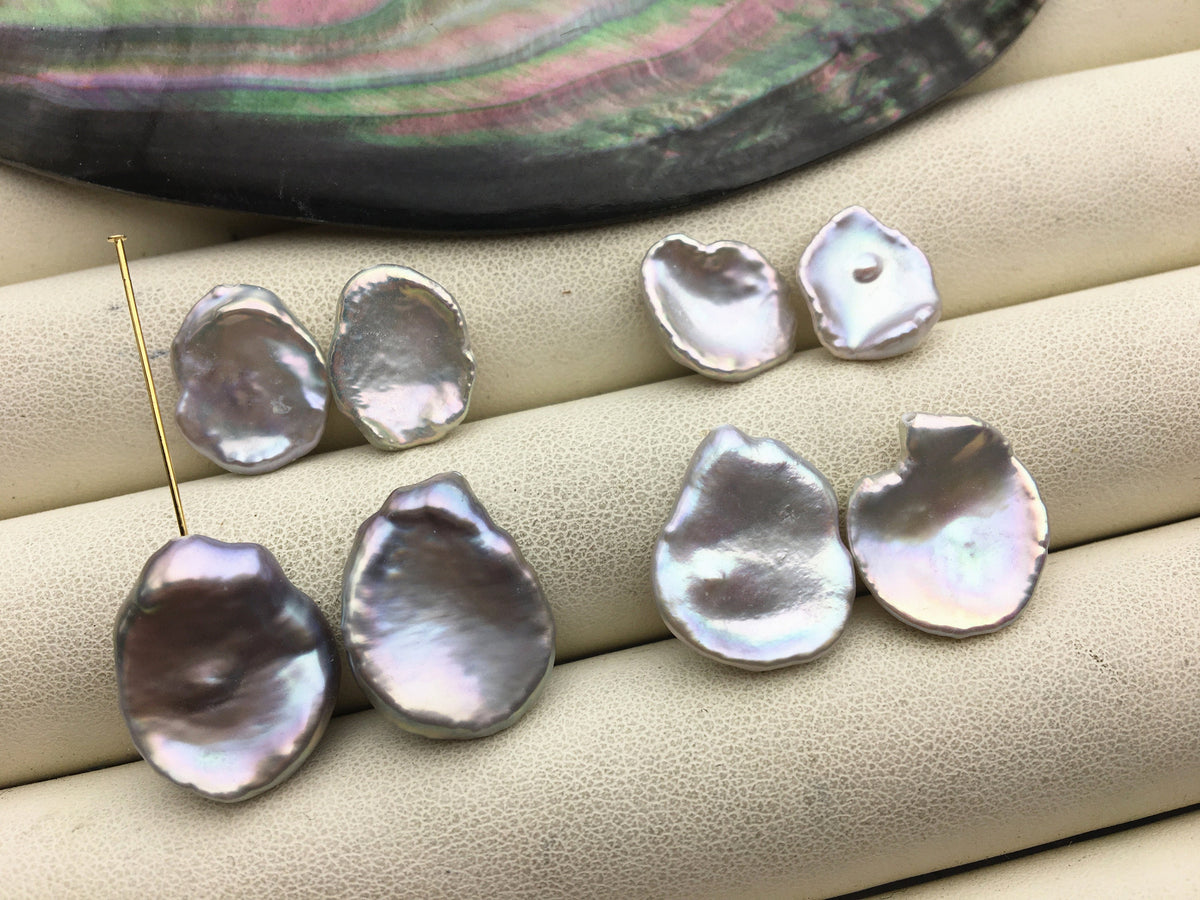 1 pair AAA 11-18mm gray long keshi pearls Pair, for make dangle earrings, baroque pearl, loose pearl beads, very high luster, ZS-127-62-13