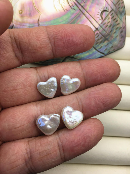 1 pair AAA 11-13mm White heart Shape Freshwater Pearl pair,no hole,ZS-103-37-31