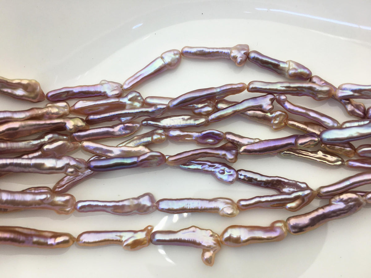 15.5'' AAA 5-8mm natural purple rainbow Toothpick pearls,ZS-80-25-8