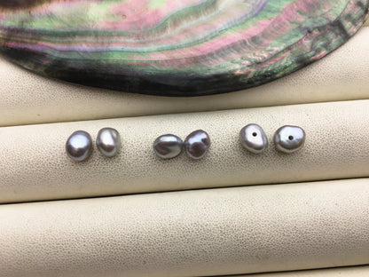 2 pairs AAA 6-7mm Gray keshi pearls Pair, for make stud earrings, baroque pearl, loose pearl beads, very high luster, ZS-127-62-3