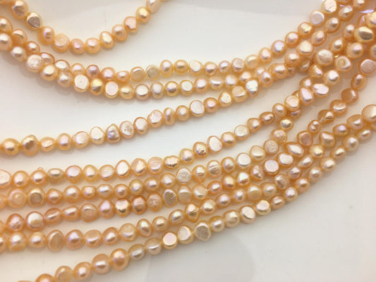 AA+ 6-6.5mm peach nugget freshwater pearls, irregular nugget freshwater pearl strand, cheap price, pearl factory china, LM6-T4