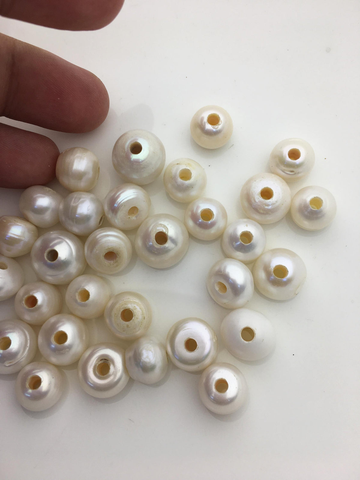 20pcs AA+ 11.5-14mm Big white button freshwater pearls, 3mm large hole, Rondelle pearl Beads, loose freshwater pearl, DIY material, SM13-T3
