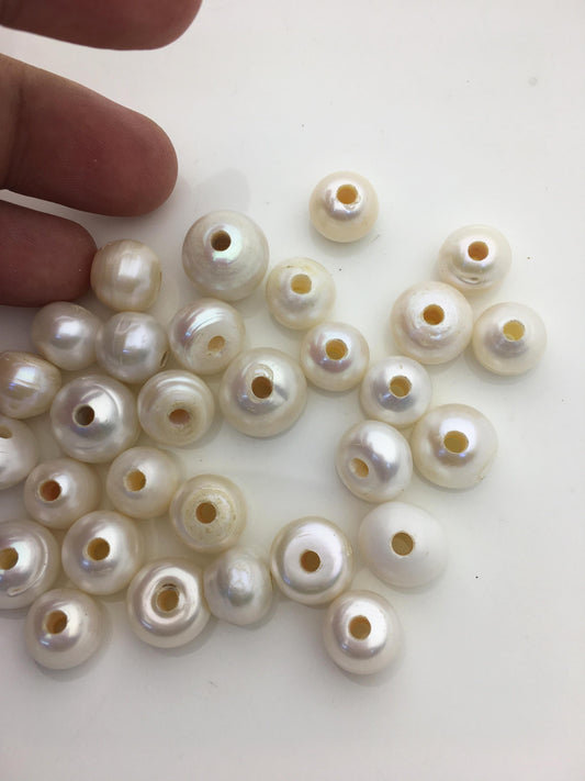 20pcs AA+ 11.5-14mm Big white button freshwater pearls, 3mm large hole, Rondelle pearl Beads, loose freshwater pearl, DIY material, SM13-T3