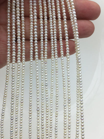 AAA 2.5-2.7mm tiny white button pearls,full strand,Rondelle pearl Beads,white freshwater pearl,loose strands,SM2-3A-1
