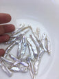 10pcs AAA/AA+ 7-11mm white long biwa keshi Freshwater Pearls, 2.2mm large hole,ZS-80-1-34