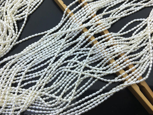 AAA 2-2.2x3-4mm white rice pearls,genuine pearl,Cultured pearl,diy pearl beads,LR2-3A-27