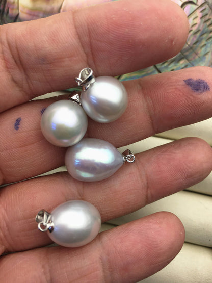 Rare!1pc AAA 12.5-13.5mm gray short/long rice pearl pendant , Oval Rice Pearl necklace- NC1-T14