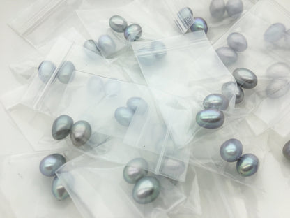 AAA 8.5-9.3mm Gray LONG rice freshwater pearls, tear drop pearl, dangle pearl earrings, white rice pearls, custom hole, LR9-3A-14
