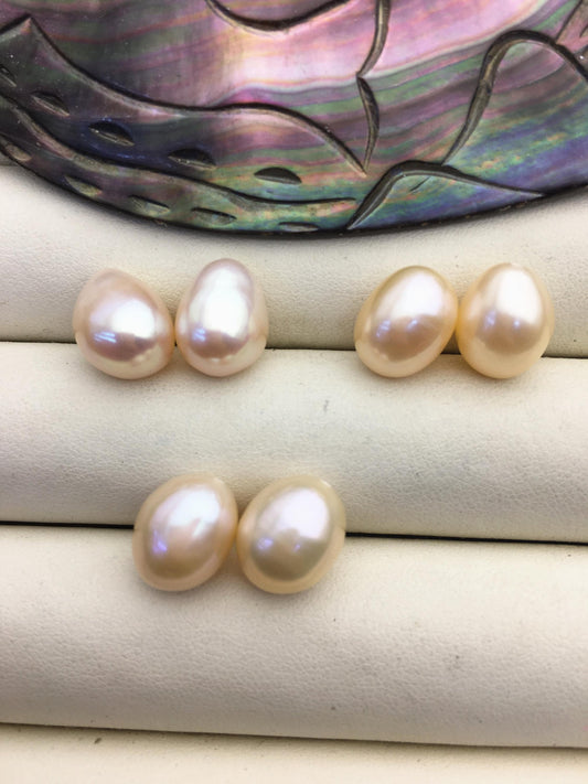 Pink Nugget Baroque Pearl Pairs — 9.4–10.2 mm, 2 Pairs