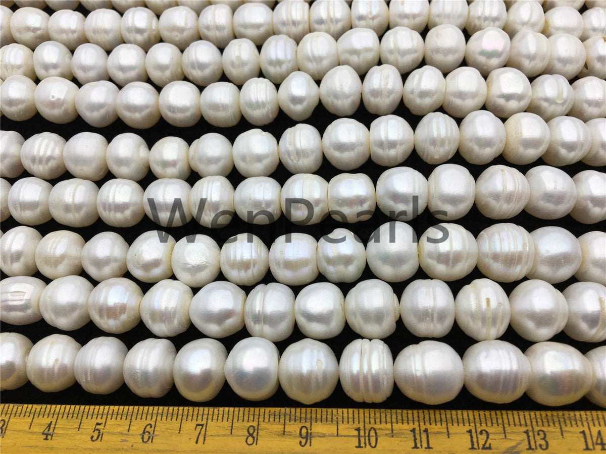 AA 11.2-12.2mm white button freshwater pearls, 2mm, 3mm large hole, Cultured pearl, diy pearl beads, gift for her, necklace, Christmas, SM12-2A-6