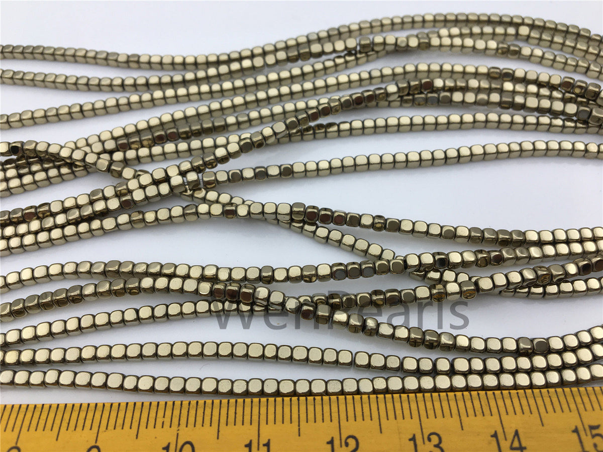 Hematite,Brown 2mmx2mm cube square Beads,AAA, 15.5 inches,G50-CU22-003