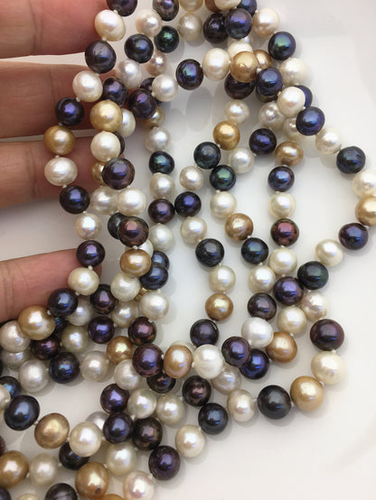 60'' AA+ 8mm black near round freshwater Pearl necklace,NPN1-112