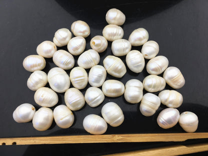 20pcs AA 11.5-13mm white rice pearls,2.2mm large hole,Cultured white freshwater pearls beads,LR12-2A-3