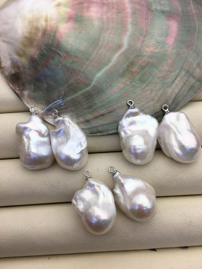 1 pair AAA 14-16x19-23mm White Flameball Pearl Pairs - large Baroque freshwater pearl pairs,FL15-3A-8-6