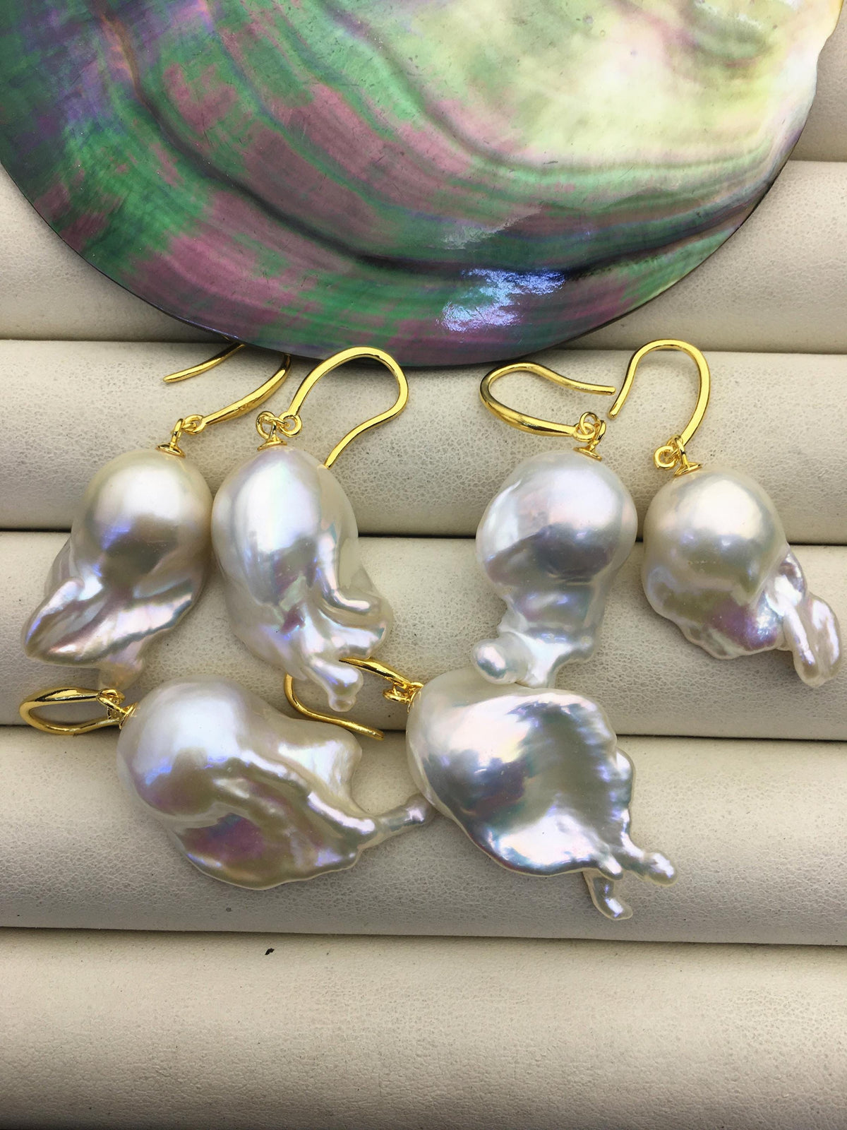 30% OFF AAA 14-19mm white flame ball pearl dangle earrings, sterling silver, earring with white baroque Natural Pearl, SE3-031-30