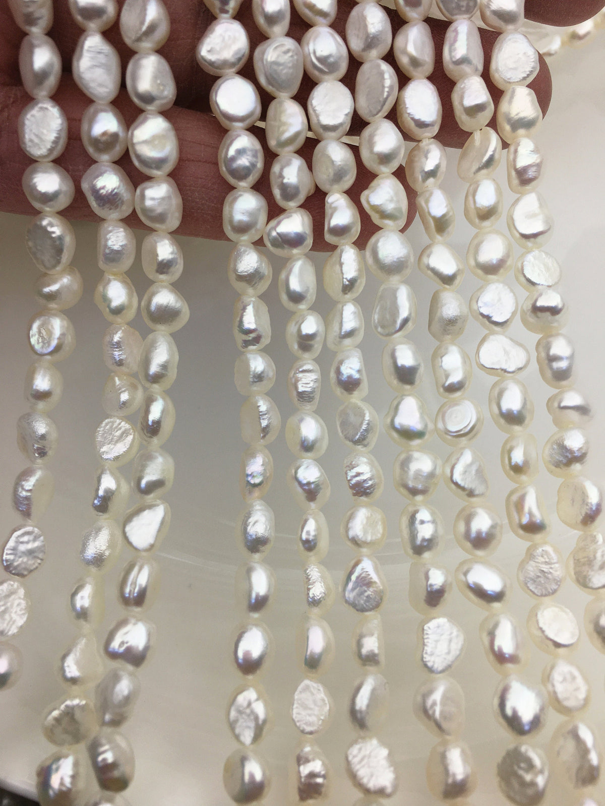 2 Strands AA 6–7mm White Nugget Freshwater Pearls | LM6-2A-5