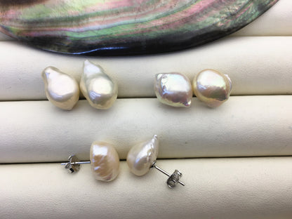 2 pairs AA+ 10-11mm White nugget pearl dangle earrings,S925 sterling silver,wedding pearl earrings,SE3-T65