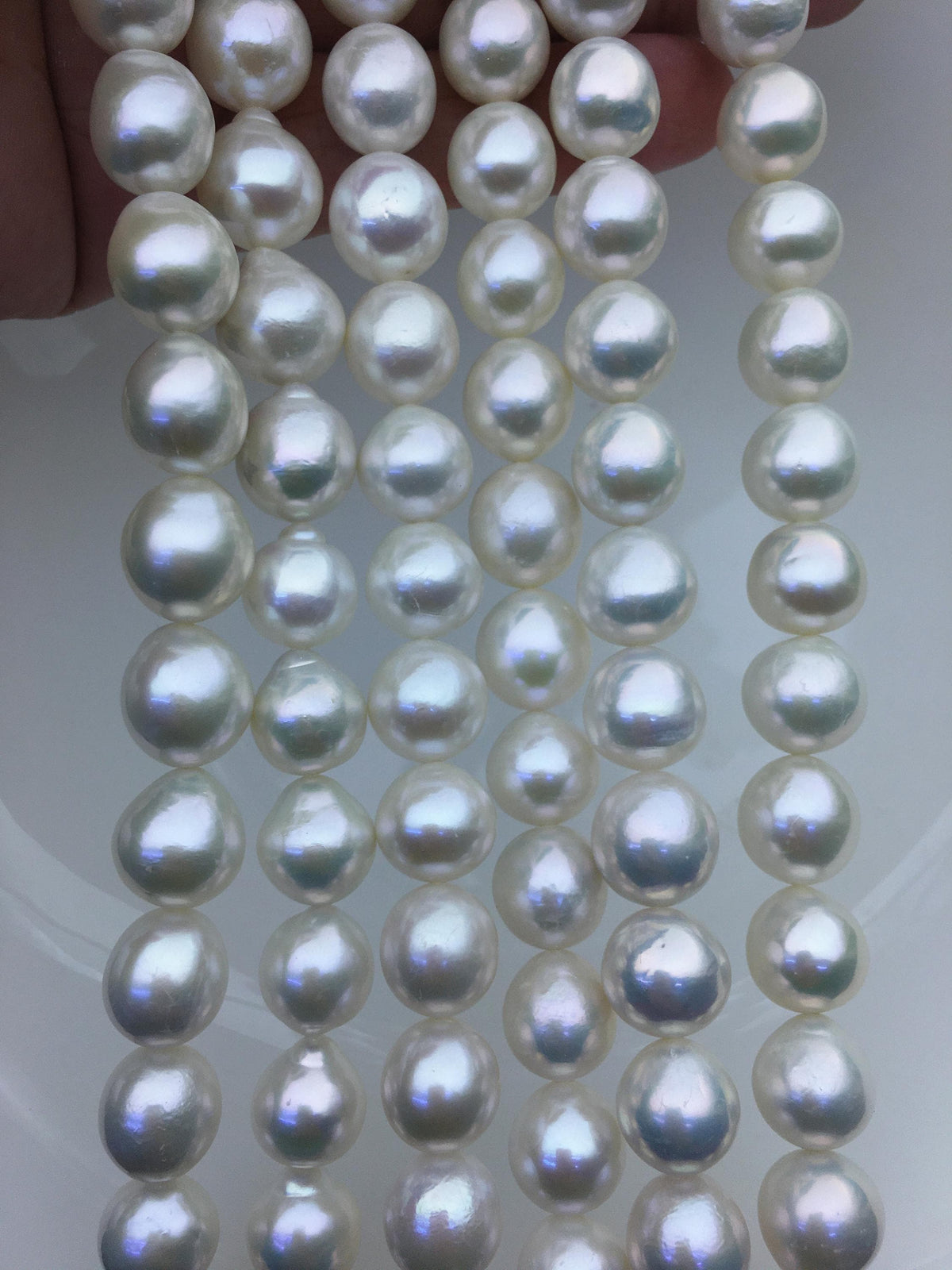 AAA 11-13mm white oval near round freshwater pearls, loose pearl beads, round pearl string, pearl necklace DIY jewelry material, RP12-2A-5