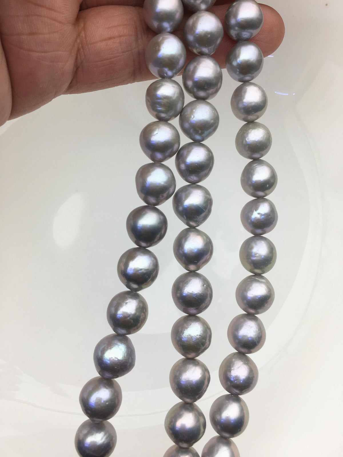 AA+ 9-11mm gray baroque oval Edison Freshwater Pearl,ED12-2A-5-32