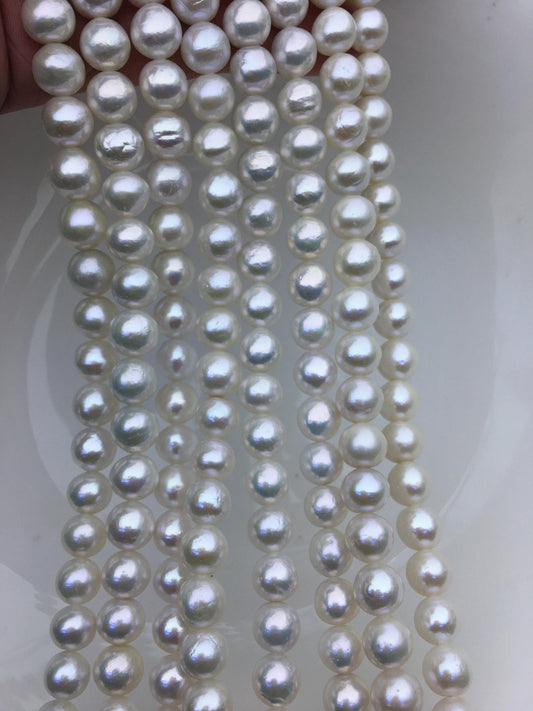 AA+ 8-10mm white baroque near round Edison Freshwater Pearl,ED10-2A-2-51