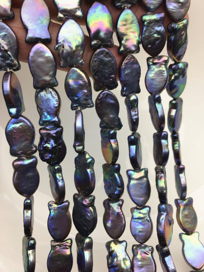 AA 10-12mm Blue Black Fish Shape Freshwater Pearls ,ZS-119-36