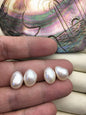 2 pairs AAA 10mm White Nugget baroque loose pearl pairs, Earring Supplies, no hole, Freshwater Pearls earrings - ZS-103-37-27